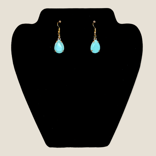 Aquamarine Teardrop Stone Earrings