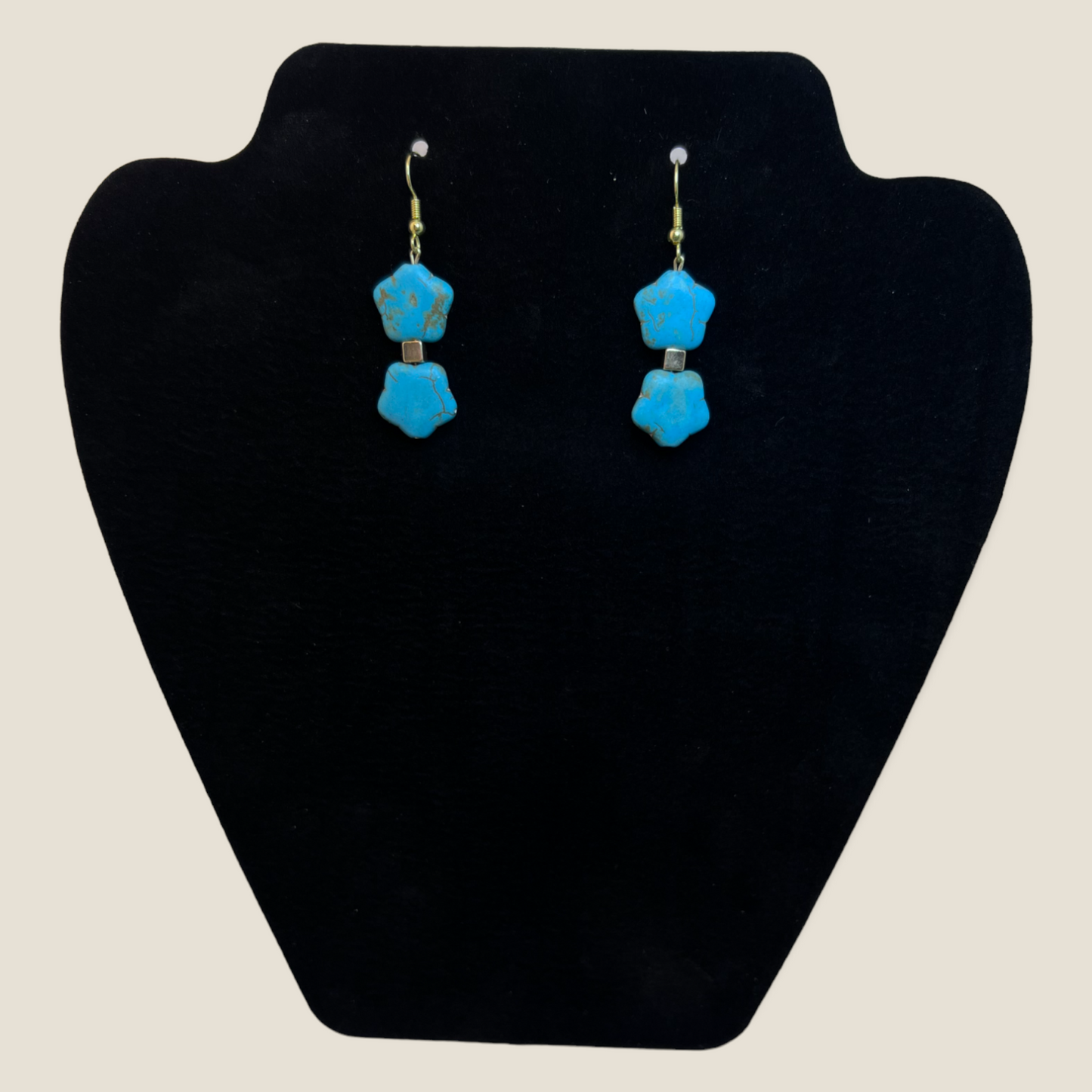 Faux Turquoise Star Stone Earrings